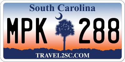 SC license plate MPK288