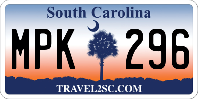 SC license plate MPK296