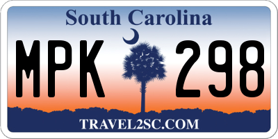 SC license plate MPK298
