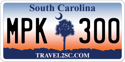 SC license plate MPK300