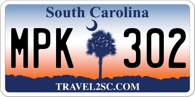 SC license plate MPK302