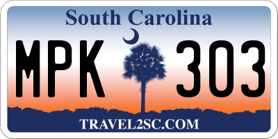 SC license plate MPK303