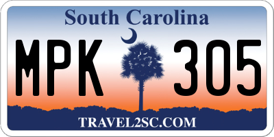 SC license plate MPK305