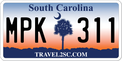 SC license plate MPK311