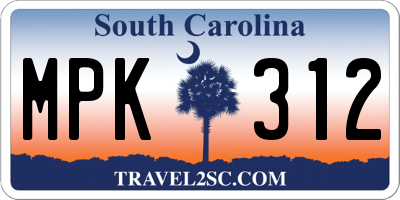SC license plate MPK312
