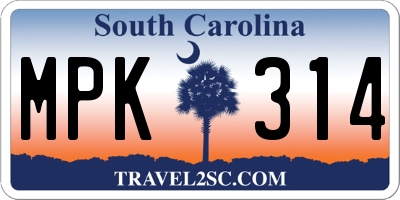 SC license plate MPK314
