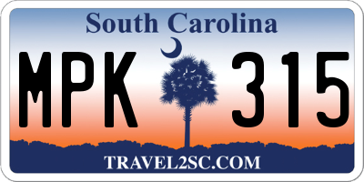 SC license plate MPK315
