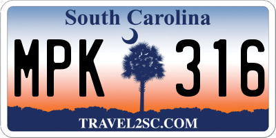 SC license plate MPK316