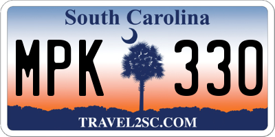SC license plate MPK330