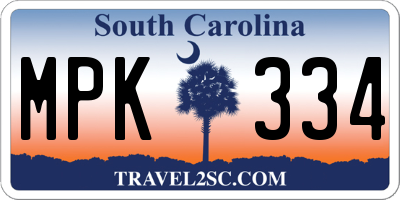 SC license plate MPK334