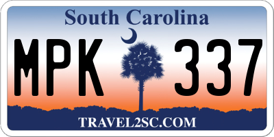 SC license plate MPK337