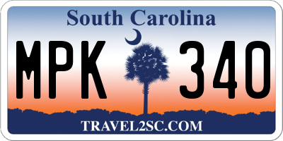 SC license plate MPK340