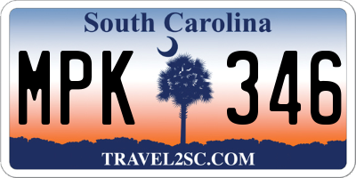SC license plate MPK346