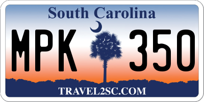 SC license plate MPK350