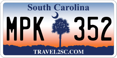 SC license plate MPK352