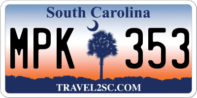 SC license plate MPK353