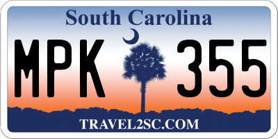 SC license plate MPK355