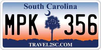 SC license plate MPK356