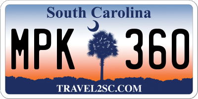 SC license plate MPK360