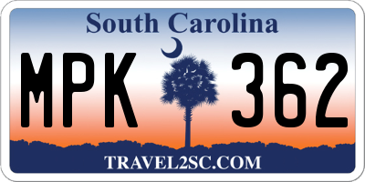 SC license plate MPK362