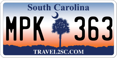 SC license plate MPK363