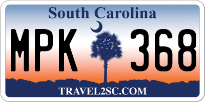 SC license plate MPK368