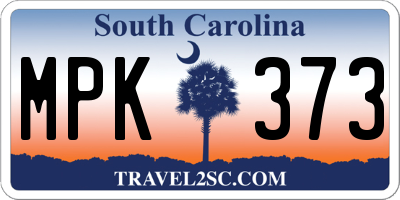 SC license plate MPK373