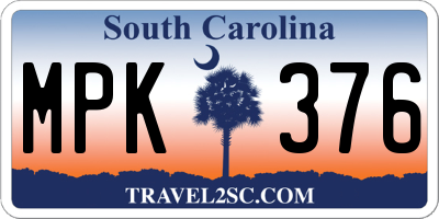 SC license plate MPK376