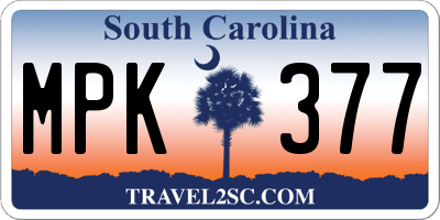SC license plate MPK377