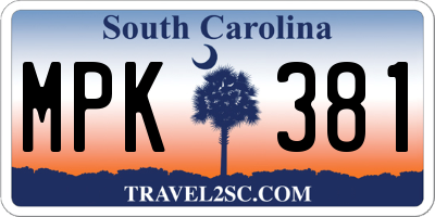 SC license plate MPK381