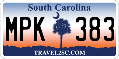 SC license plate MPK383
