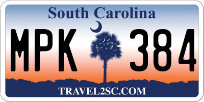 SC license plate MPK384