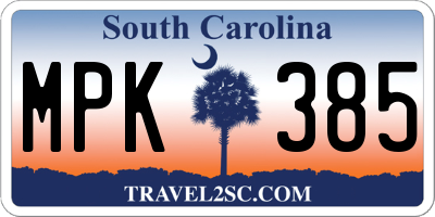 SC license plate MPK385