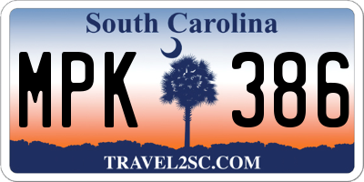 SC license plate MPK386
