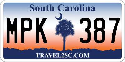 SC license plate MPK387