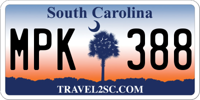 SC license plate MPK388