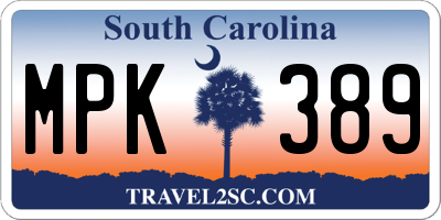 SC license plate MPK389