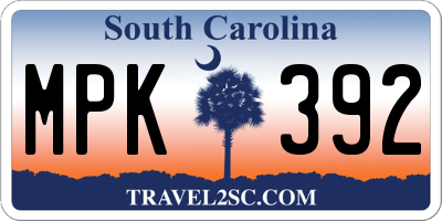 SC license plate MPK392