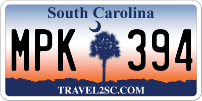 SC license plate MPK394