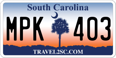 SC license plate MPK403