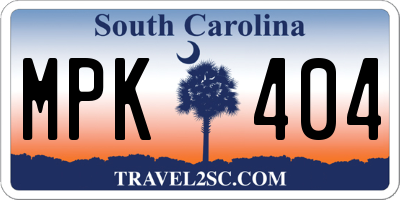 SC license plate MPK404