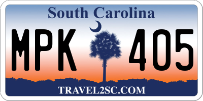 SC license plate MPK405