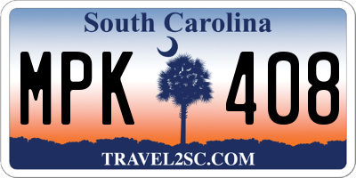 SC license plate MPK408