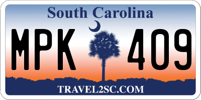 SC license plate MPK409