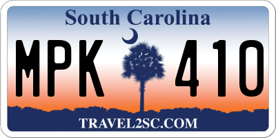 SC license plate MPK410