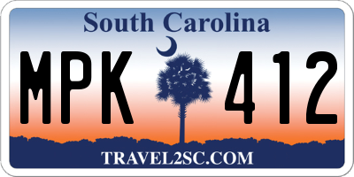 SC license plate MPK412