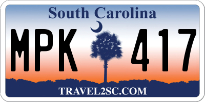 SC license plate MPK417