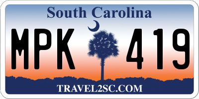 SC license plate MPK419