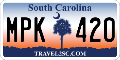 SC license plate MPK420