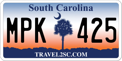 SC license plate MPK425